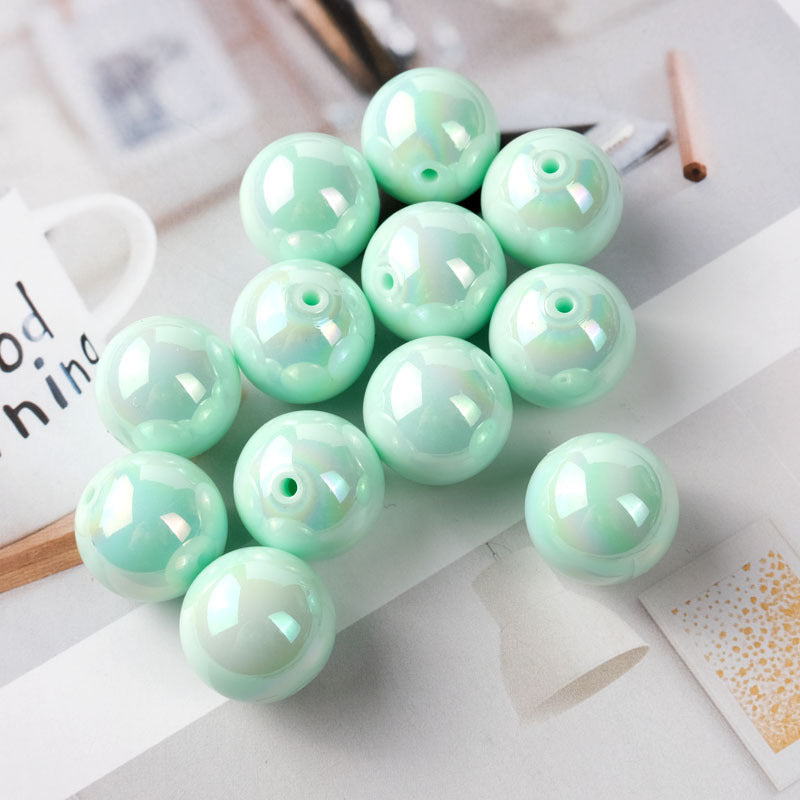 Wholesale 100PCS/PACK Colorful Straight Hole Colorful Plated ab Acrylic Round Beads